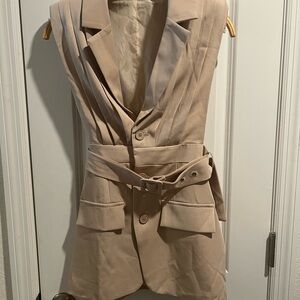 PrettyLittleThing Tan Belted Blazer